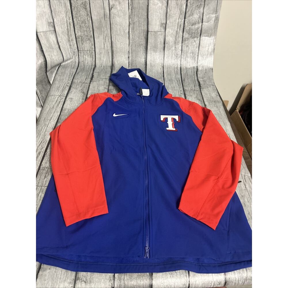 NWT Men’s Nike Texas Rangers Dugout Jacket XXL Blue Red Full Zip 2X